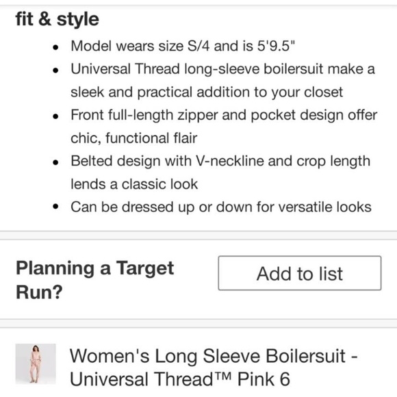 NEW Universal Thread Pink Longsleeve Boilersuit - Picture 7 of 10